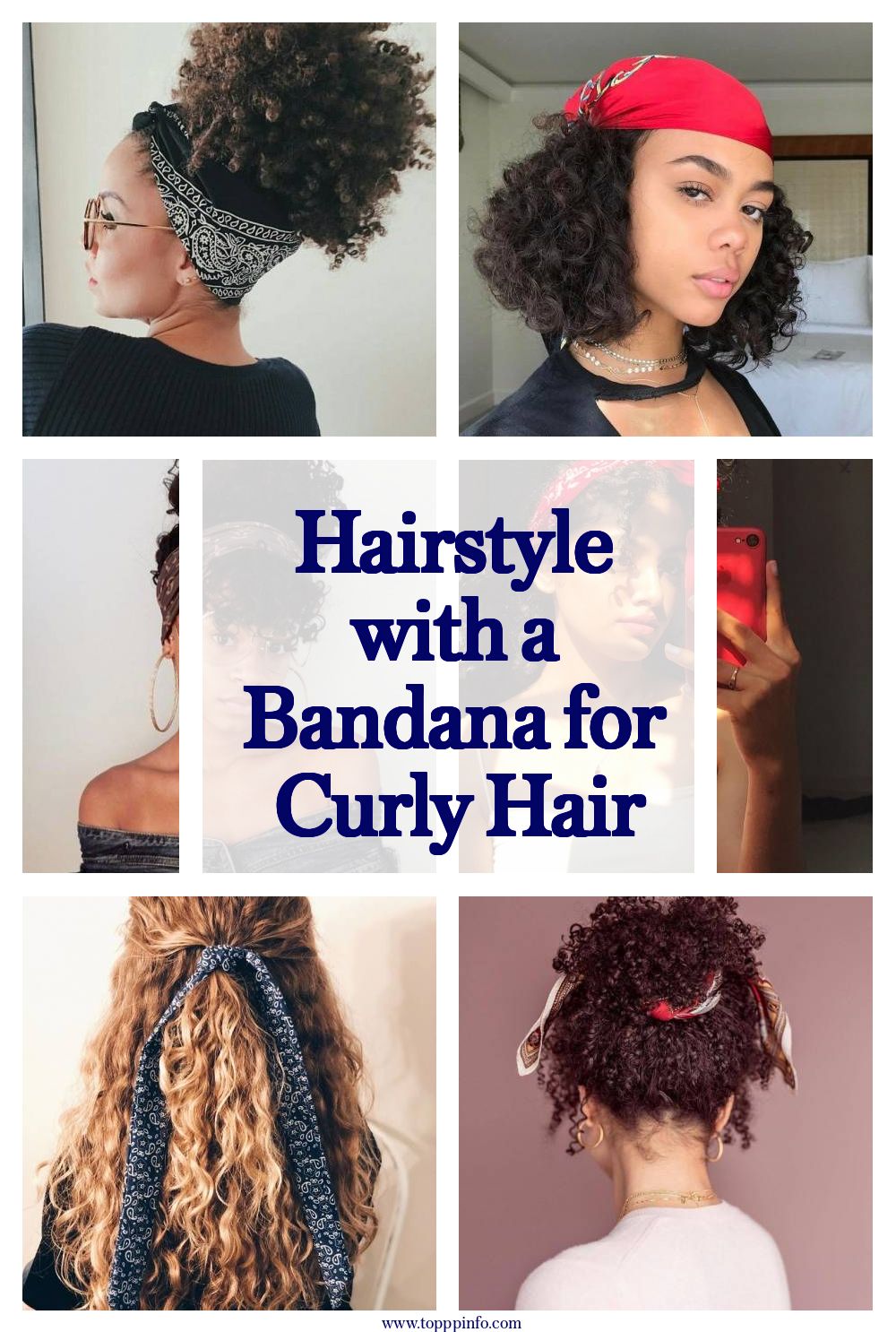 Hairstyle with a bandana for curly hair