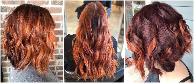 Copper balayage on brunette - trendy shades to wear in summer 2021